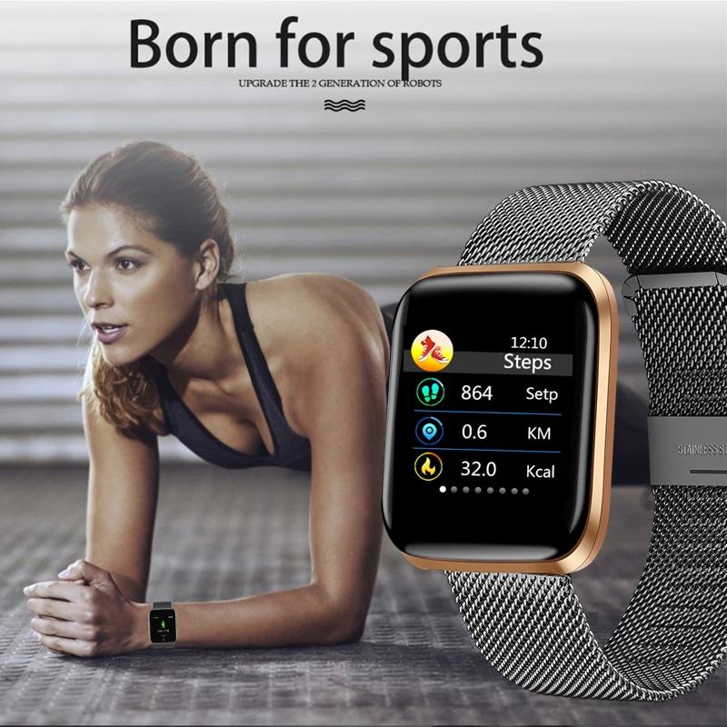 La moda SmartWatch Hombres mujeres monitor de Frecuencia Cardíaca Presión Arterial Rastreador de Fitness tracker Deporte Impermeable reloj Inteligente Para el iPhone 3
