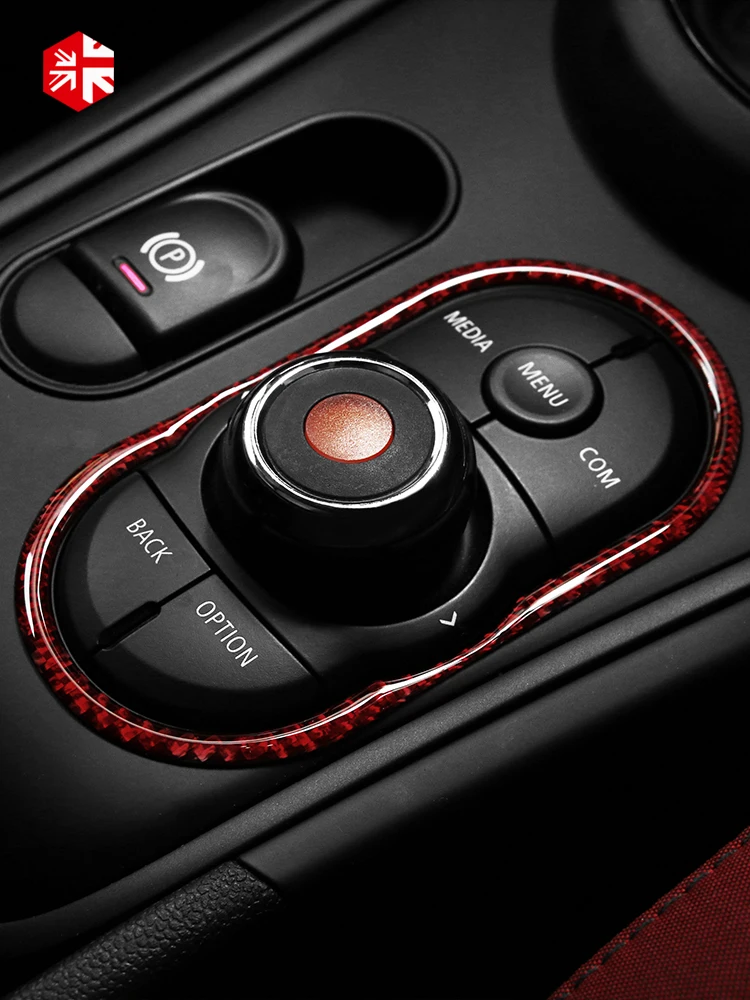 Para el MINI Cooper Countryman F60 Auto Multimedia Botón de Engranaje Panel de la Carcasa de Fibra de Carbono Cubierta de la etiqueta Engomada de la Decoración Interior Accesorios 3
