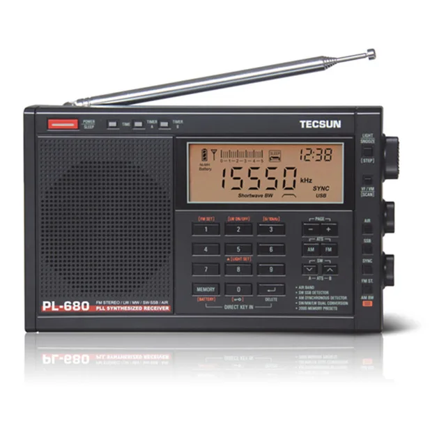Tecsun PL-680 radio fm portátil de alto rendimiento completo de la banda sintonizador digital de radio estéreo de FM AM SW SSB Receptor de Radio 3