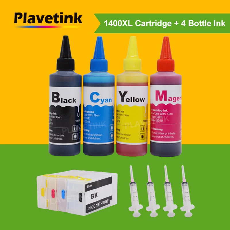 Plavetink 4 Colores de Tinta Recargables Kit+ PGI1400 XL Compatible Cartucho de Tinta Para Canon PGI-1400 MAXIFY MB2040 MB2140 MB2340 MB2740 3