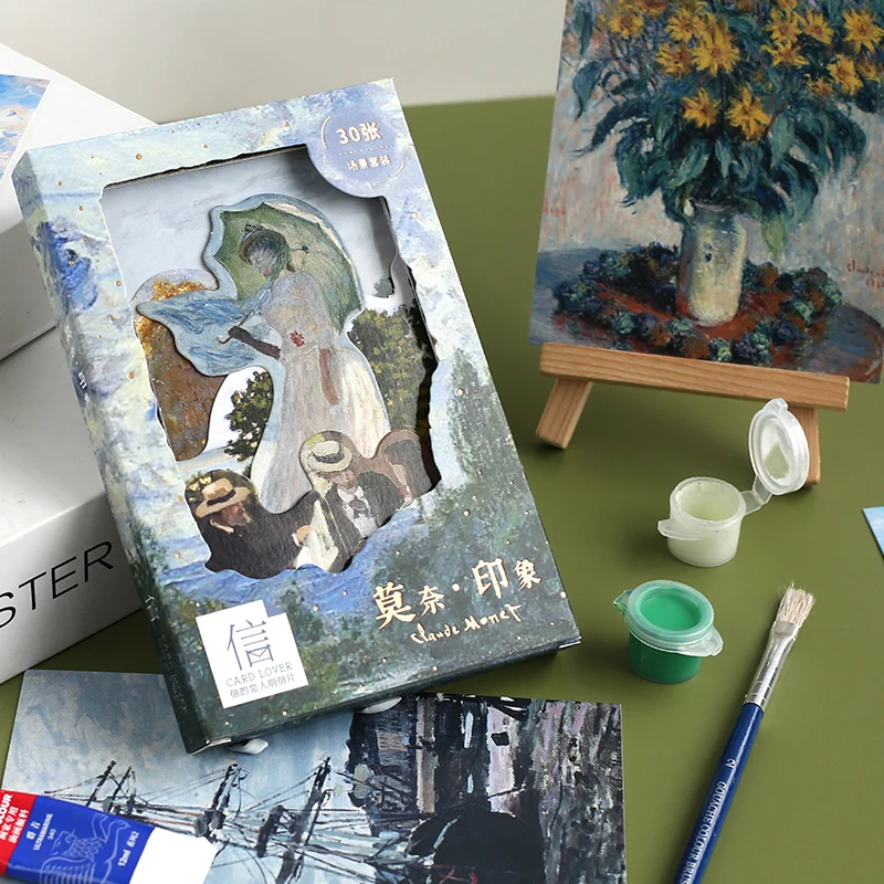 30 Pcs/Set Monet Impresión Europeo de la Pintura de Aceite Postal DIY Tarjetas de Felicitación Revista de Decoración 3