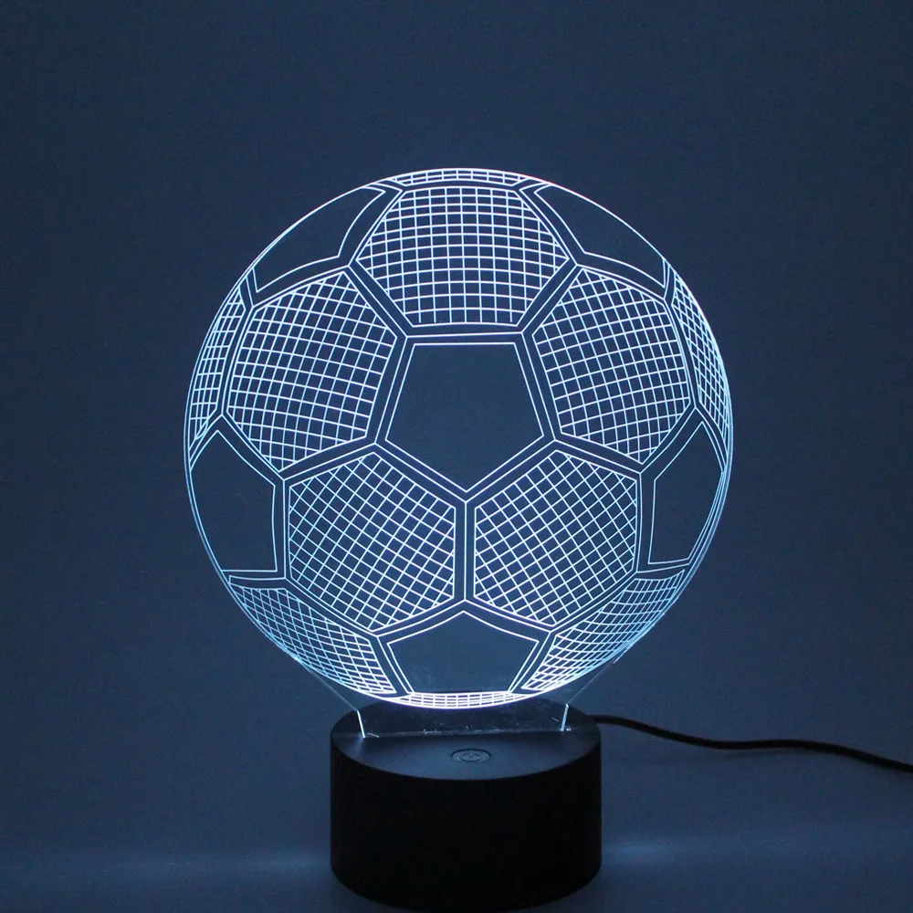 Multi-color LED luz de noche Automática de cambio de color 3D estéreo proyección USB de fútbol de la lámpara 3