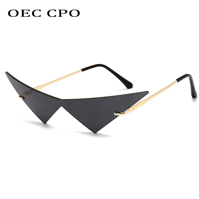 OEC CPO de gran tamaño de ojo de Gato de Montura de Gafas de sol de las Mujeres de la Moda de Una sola Pieza de la Lente de Gafas de Sol de Tendencia Femenina Triángulo de las Gafas de los Hombres UV400 3