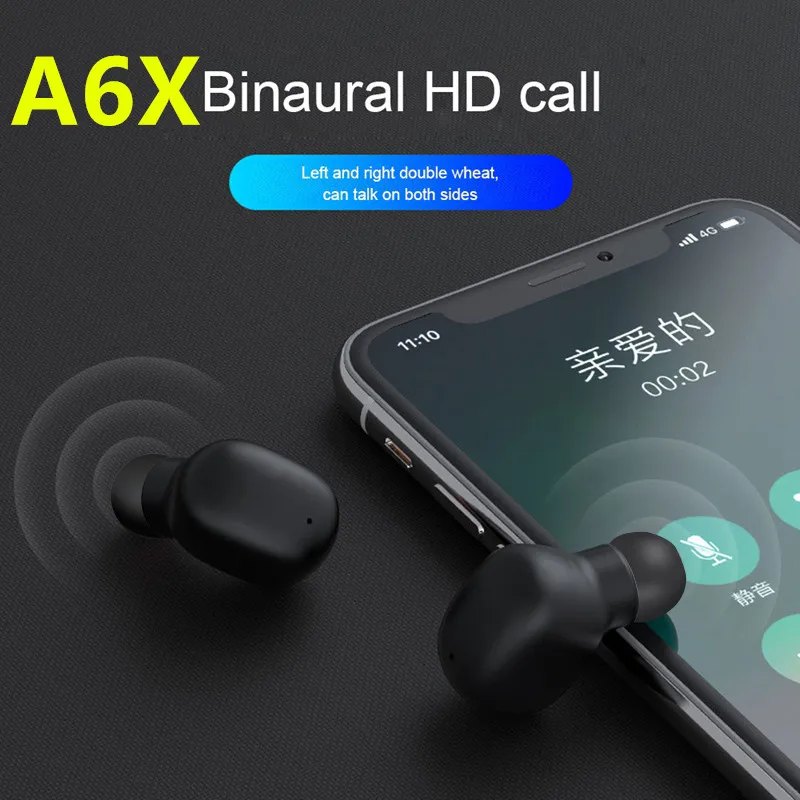 A6X TWS de huellas Dactilares Touch Bluetooth Auricular PK GT1 Pro Wireless Auriculares HD 6D Estéreo con Cancelación de Ruido Deporte Auriculares Con Micrófono 3
