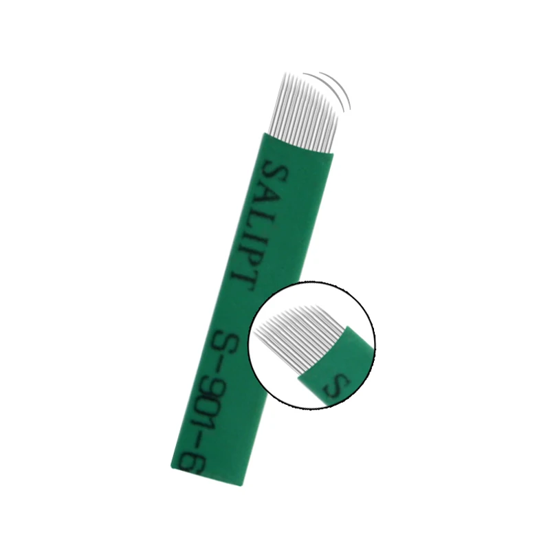 0.18 mm Microblading aguja verde de 16 pines permanente del maquillaje del tatuaje de la cuchilla tebori hoja de aguja para pluma manual de 3D el bordado delineador de ojos 3