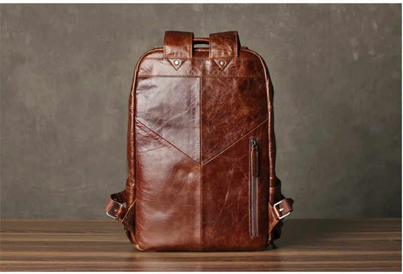 PNDME de la moda vintage de alta calidad de cuero genuino de los hombres de la mochila casual simple diseñadores bolso adolescentes de viaje portátil mochila 3