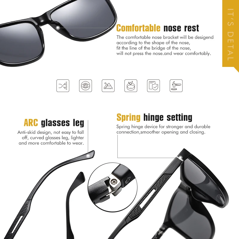 2020 NUEVO DISEÑO de Aluminio Polarizado Gafas de sol de los Hombres de Moda Masculina Gafas de Sol Para Conducir la Plaza de Gafas zonnebril heren UV400 3