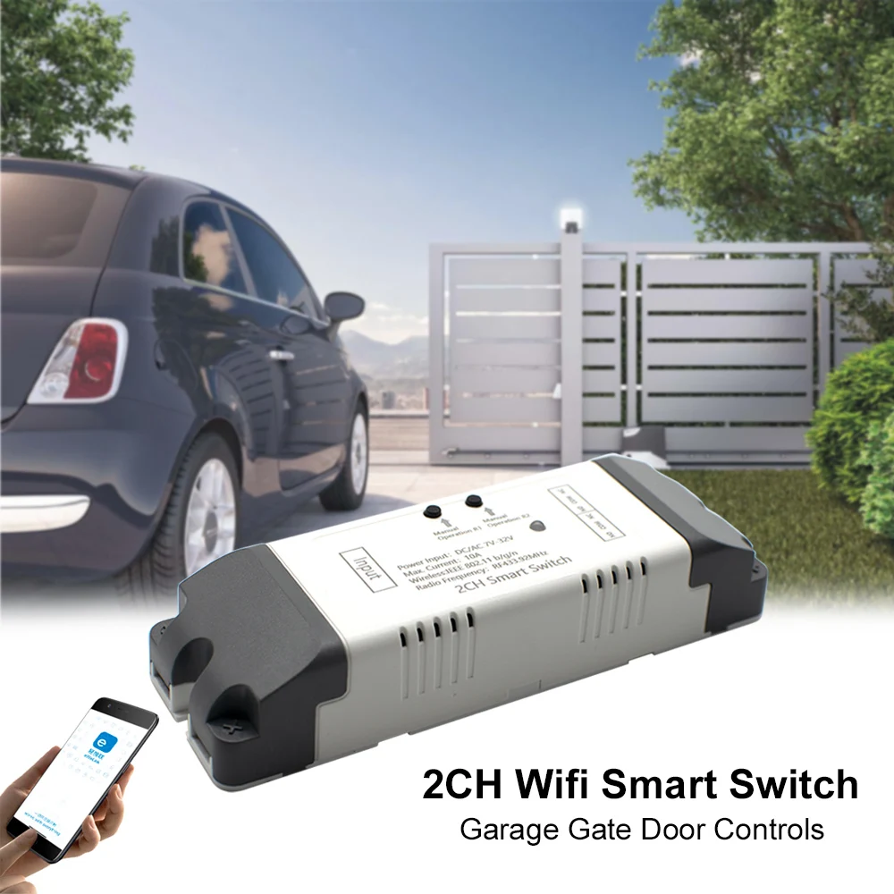 EWeLink 2CH Smart Wireless Temporizador Interruptor Módulo Receptor RF 433mHz Kit de controladores Smart WiFi Voz Interruptor de Control De Puerta de Garaje 3