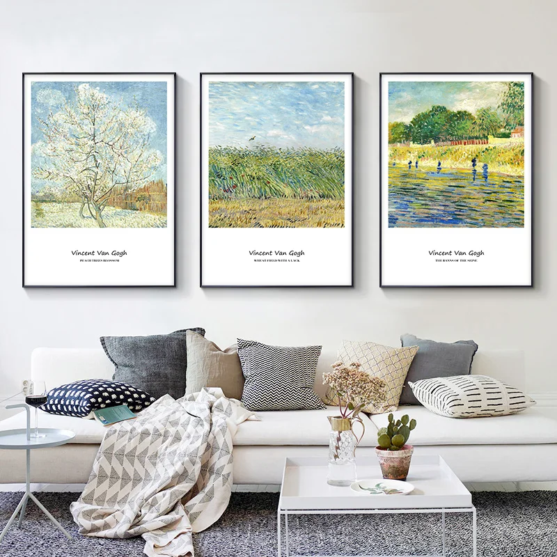 Monet, Van Gogh arte carteles y grabados, cuadros, pintura al óleo, sala de estar decoración, decoración mural de arte abstracto 3