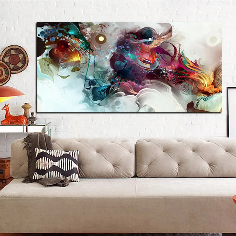 Abstracto Colorido Océano Gran Pintura al Óleo de Impresión sobre Lienzo de Pintura de Paisaje de los Carteles de la Pared del Arte de la Imagen para la Sala de estar Cuadros 3