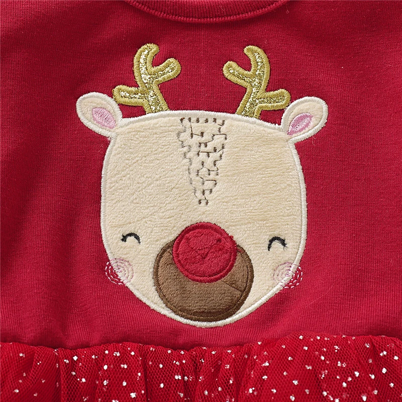 2020 Nuevo Bebé Niño Niños Rojo de Navidad Elk Vestidos para Niñas Otoño Invierno Ropa 3