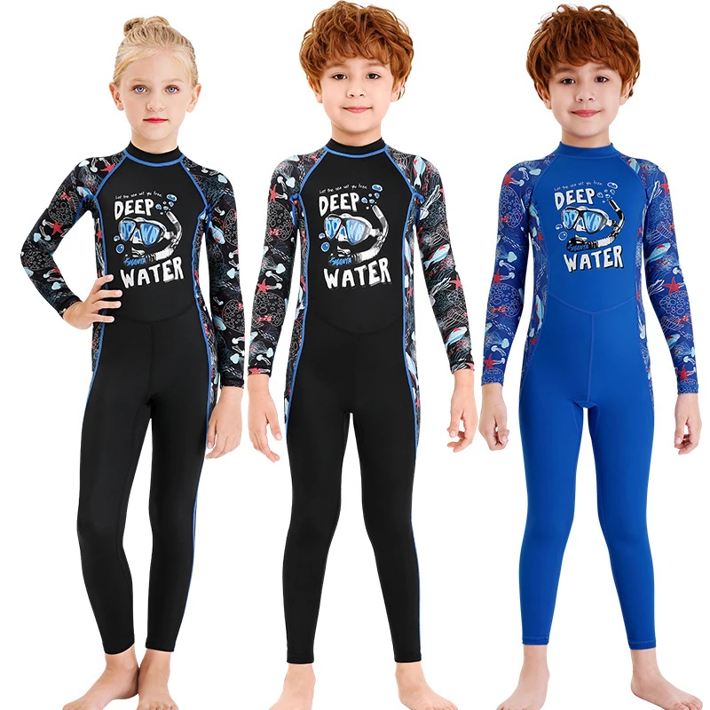 Los niños de Una sola pieza de los Niños Traje de Buceo Traje de Surf para chicos chicas Mantener Caliente de manga Larga protección UV trajes de baño Nuevo 2020 3