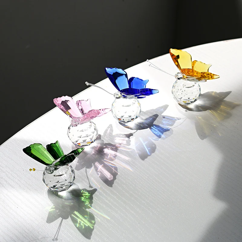H&D Set de 4 de Cristal Mariposa de Cristal figuras de Animales Miniaturas Manualidades Regalos de Boda Para los Invitados de la Decoración del Hogar Accesorios 3