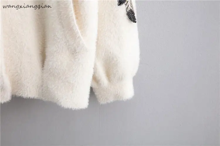 De las mujeres Casual corto Cardigan de Punto Otoño invierno de las Mujeres pierden el bordado Floral Diseño de Bolsillo del Suéter Chaqueta de Mujer abrigos A482 3