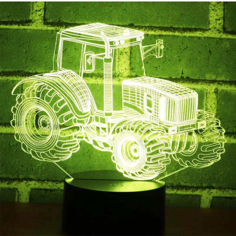 3D LED Luz de la Noche Dinámico Tractor, Coche con 7 Colores de Luz para la Decoración del Hogar de la Lámpara Increíble Visualización de Ilusión Óptica 3