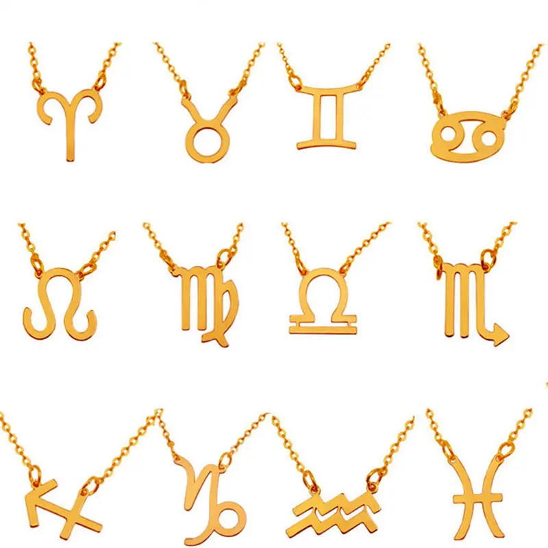 12 Constelación Collar Signo del Zodiaco Collar de Cadena de Oro Colgante de Collares de la Joyería de Regalo de Cumpleaños para las Mujeres de los Hombres 3