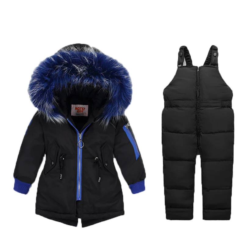 -30 grados en invierno Bebé mono para niños chicos abajo chaqueta 2pcs conjunto de abrigo para niña caliente a los niños de la ropa del Bebé traje de nieve 3