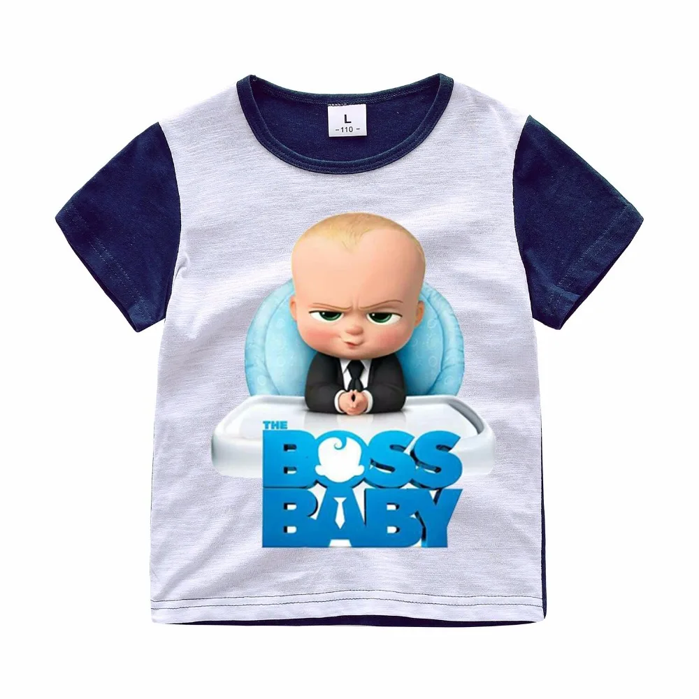 Estilo de verano de Algodón de los Niños de Manga Corta T-Shirts Ropa de Niños Camisetas de Bebé Niño Niña de dibujos animados Tops Niños de Boss camiseta del Bebé 3