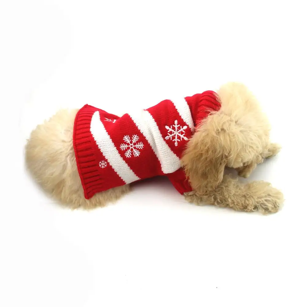 Perro suéter de Navidad Copo de nieve de Suéter Perro de Año Nuevo Traje de Otoño e Invierno Suéter Perro 3