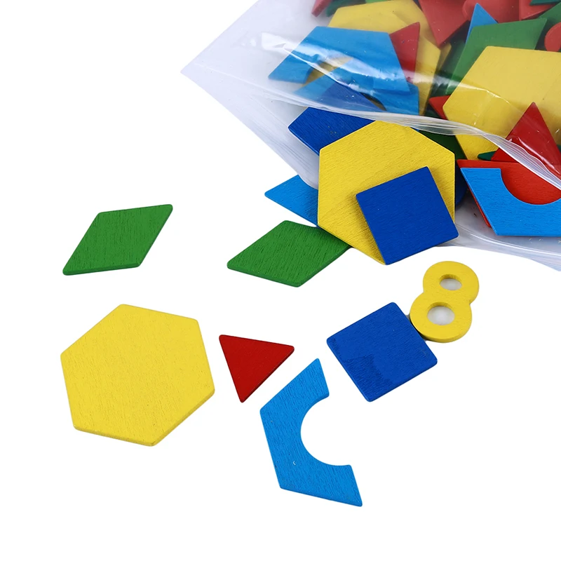 170 pcs/set de Madera de colores Tangram Rompecabezas Juguetes de Bebé de los Niños de Preescolar la Enseñanza de Juguete de Forma Geométrica la Creatividad del Juego Jigsaw 3