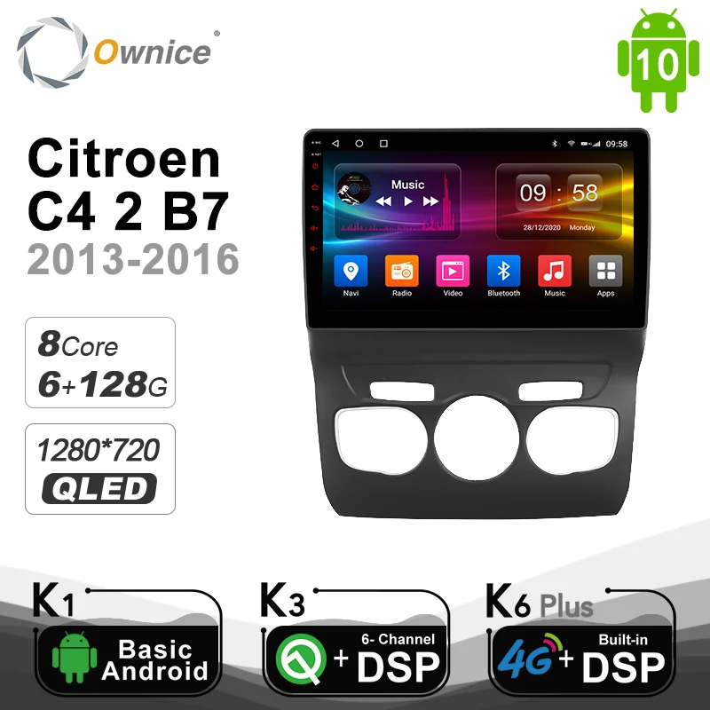 6G+128 GB Ownice 8 Core Android 10.0 Coche DVD GPS Navi Reproductor Estéreo del Coche Para Citroen C4 2 B7 2013-2016 Radio 4G LTE DSP Óptico 3