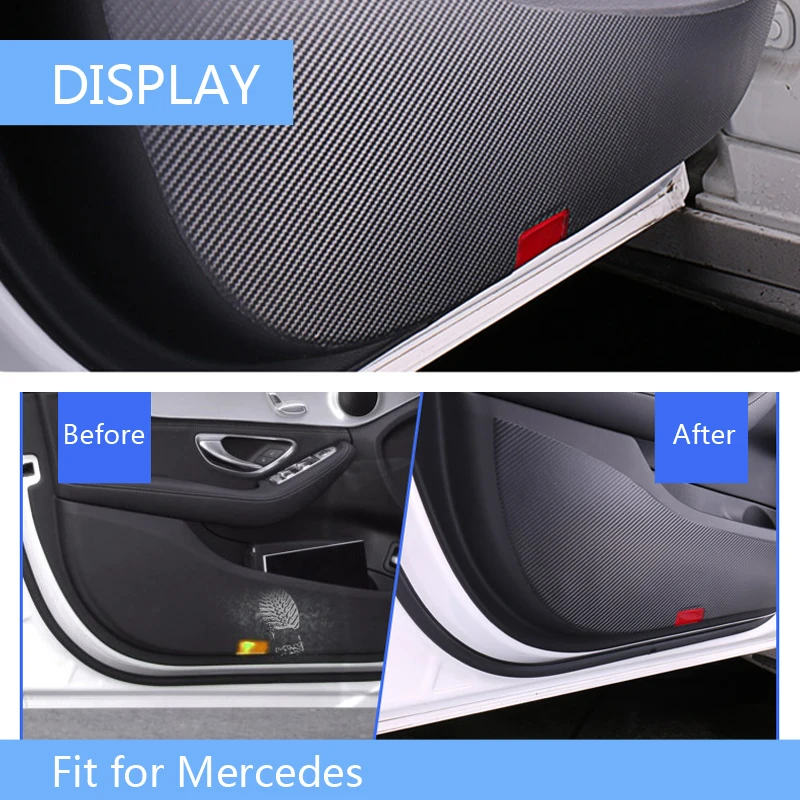 4x Automático de la Puerta de Coche Anti Kick Pad de la Estera 3D Pegatinas Para Mercedes W205 W213 Benz C E CLA, GLA GLE GLC Clase a Prueba de Polvo y Accesorios 3
