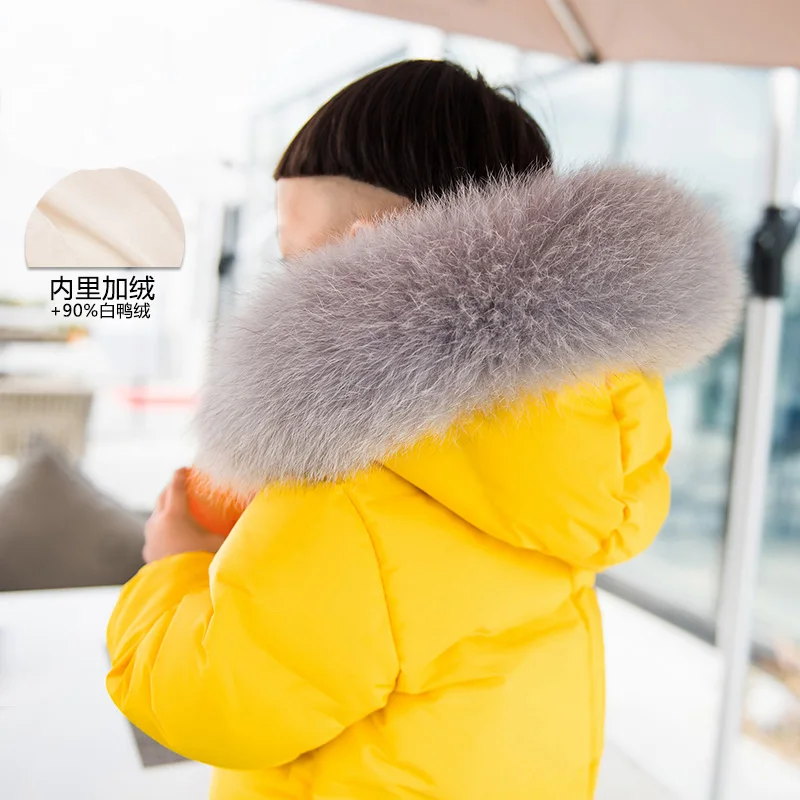 Rusia Bebé niños mono para niños y niñas en invierno gruesa caliente la ropa al aire libre natural real cuello de piel de -30 grados 3