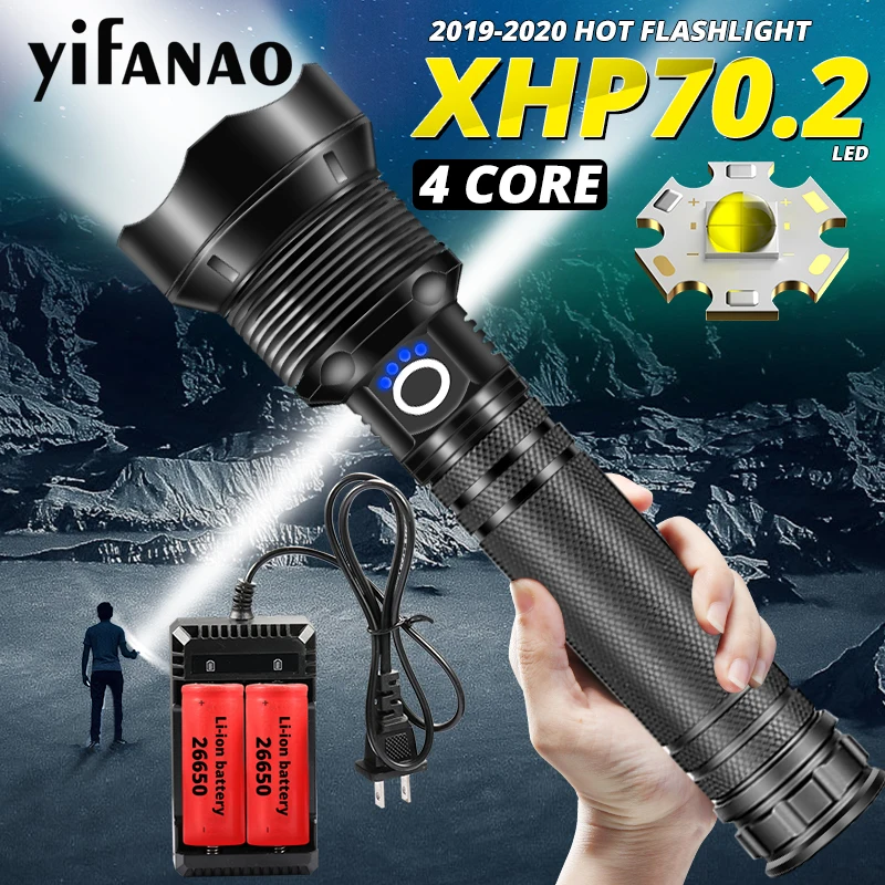 Ultra Potente Linterna LED XHP70.2 Xlamp XHP50 Brillante USB Zoom de la Antorcha 18650 Batería 26650 batería Recargable de Caza de la Lámpara de la Linterna 3