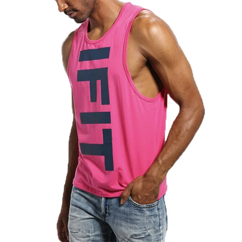KWAN.Z masculino de la parte superior del tanque de moda de verano de nylon de la camisa de los hombres sexy sin mangas chaleco ultra delgada de letra de impresión de culturismo de la camisa de los Hombres 3