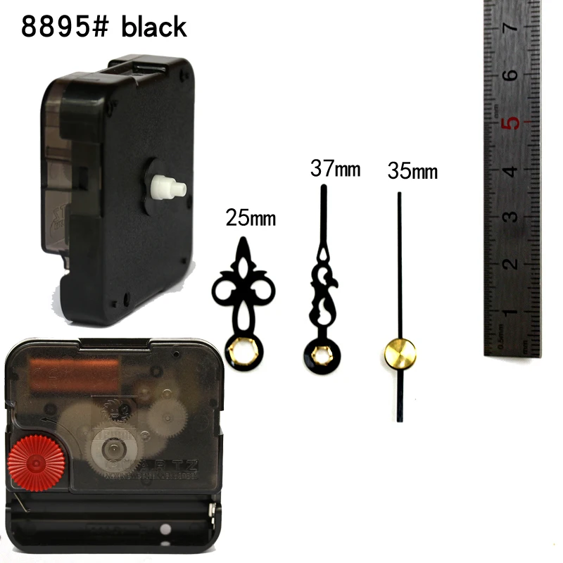 12888SA Complemento En el Tipo de reloj de pared mecanismo con 8895# corto las manos en Silencio Plástico DIY Reloj kits de Accesorios de Barrido de Movimiento de Cuarzo 3