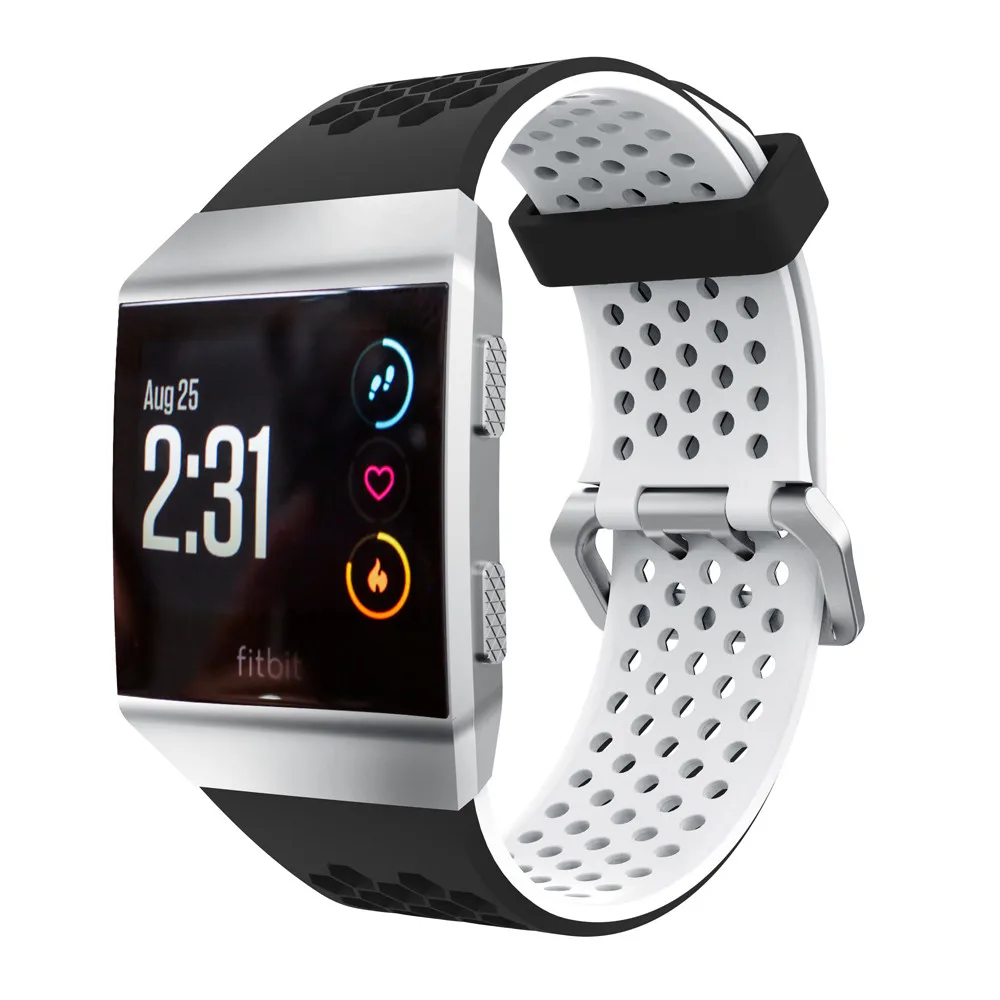 Bandas de reloj para Fitbit Iónica Bandas de Accesorios de Silicona Deporte con Correa de Acero Inoxidable Hebilla de Metal para Fitbit Iónica Pulsera 3