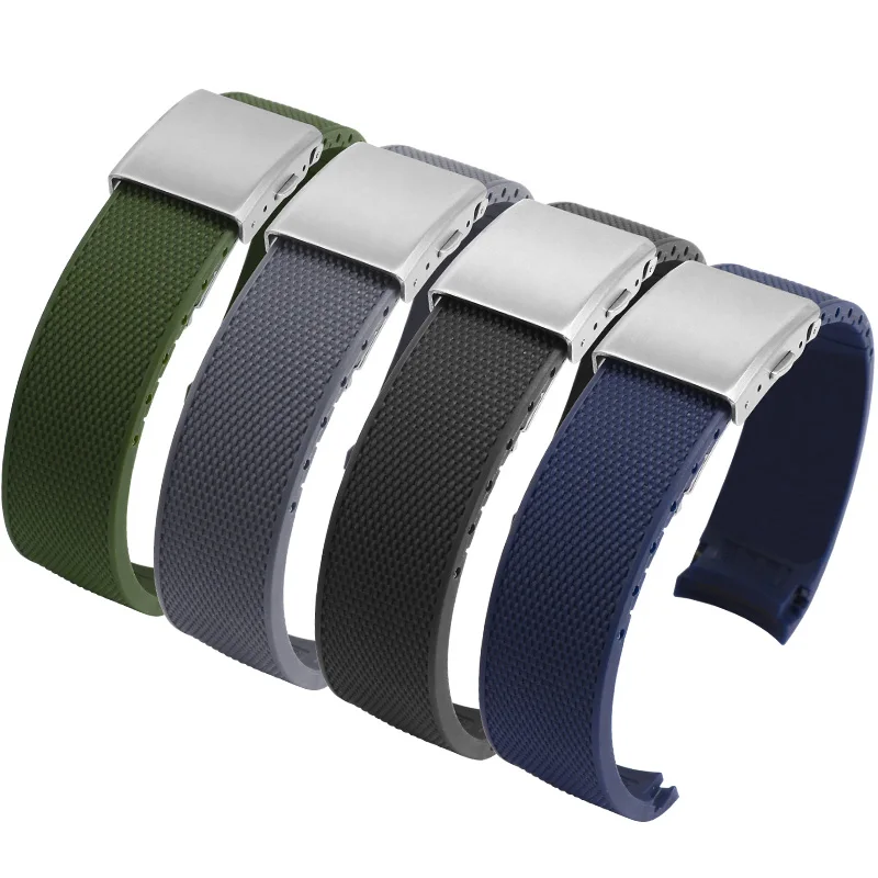 Reloj de goma de la banda de 21mm negro, azul, gris, verde Reemplazo de la correa de cinturón de silicona para Longine L3 serie reloj accessoreis 3