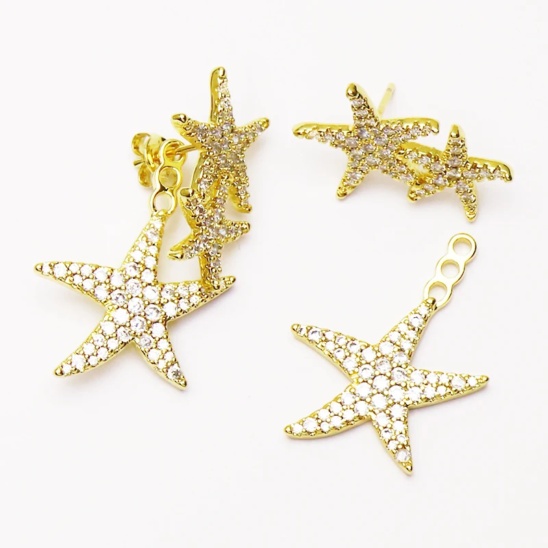 4 Pares de Metal Estrellas Cuelgan aretes de Allanar zirconia estrella de los pendientes de las mujeres de la joyería pendientes de la Gota de Regalo para las mujeres de la joyería Fashion41294 3
