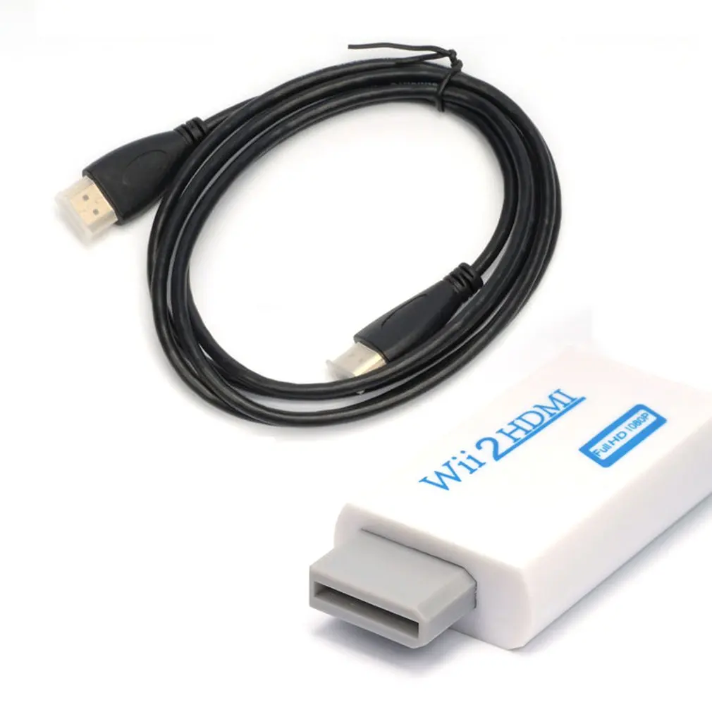 A HDMI HD Videoupscaling Convertidor Adaptador Blanco+Cable hdmi 720P 1080P HD Convertidor de Salida de Audio para Wii Enchufe de CC de 12V ONLENY 3