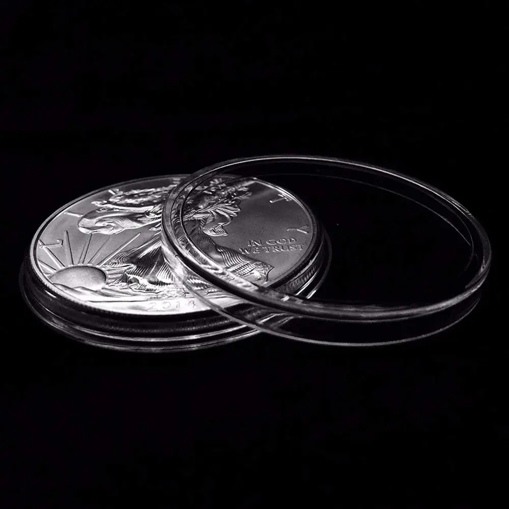60Pcs 41mm Claro Moneda Titular de la Cápsula Caso Redonda Transparente Caja de Protección para el Águila de la Moneda Organizador de la Colección de Suministros 3