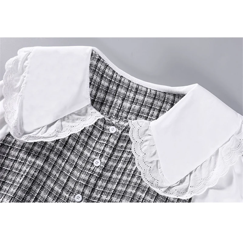 Blusa blanca de las Mujeres de Otoño de Manga Larga de Algodón de Mujer Tops y Blusas de cuello Peter pan de la Camisa de la Chica Suelta Casual de las Señoras Blusas 3
