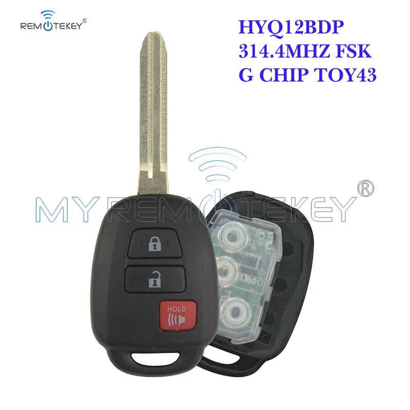 Remtekey para HYQ12BDP tecla del control remoto de 3 botones 314.4 Mhz para Toyota Scion XB 2013+G chip 3