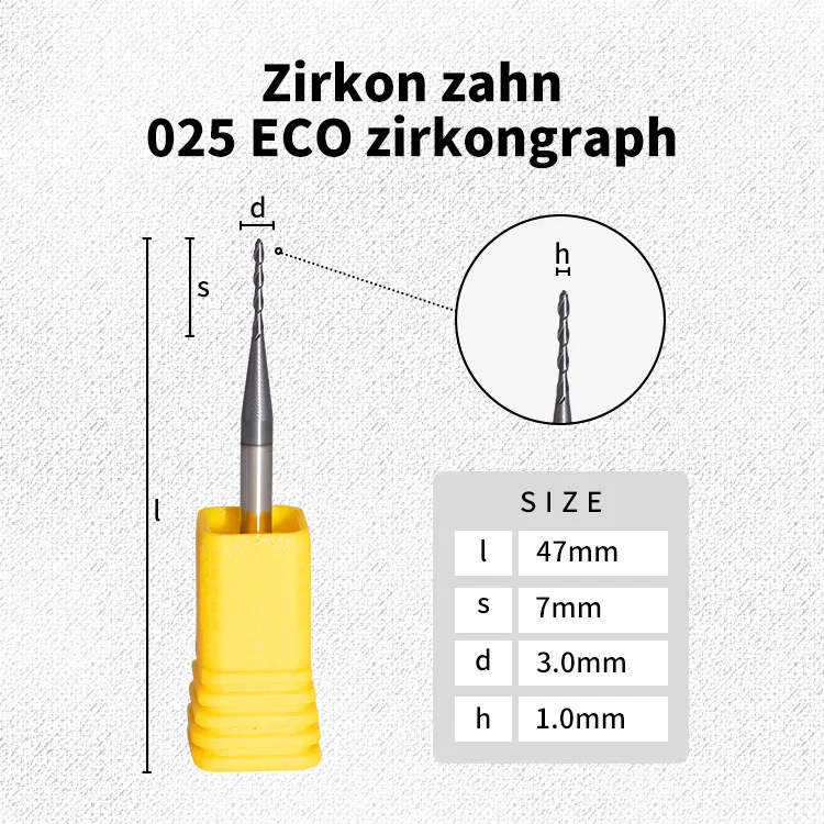 4 piezas de zirkonzahn 025 ECO de fresado fresas dentales CAD-CAM de la máquina de fresado 3