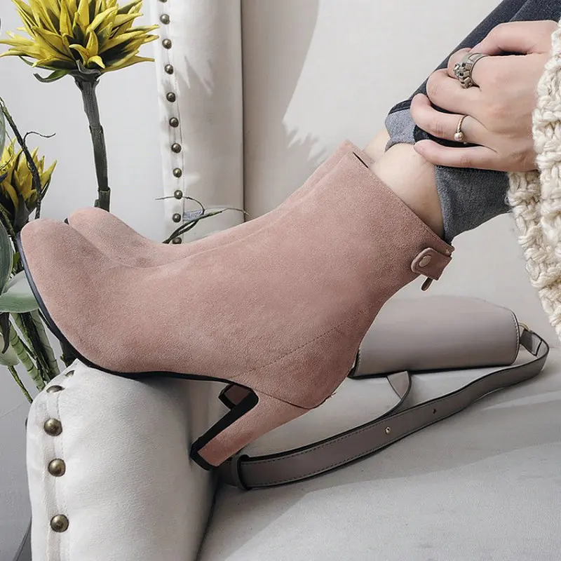 Sianie Tianie 2020 de la moda los zapatos de tacón alto mujer bombas de botines de tobillo botas para dama invierno las botas de las mujeres tamaño extra grande 46 47 3