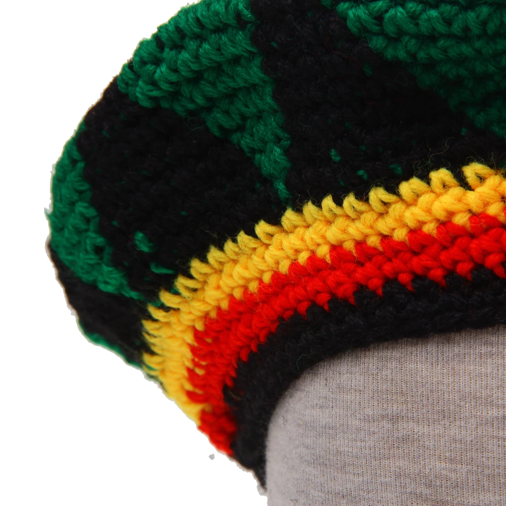 Multicolor Acrílico Jamaica Rasta Raíces Tam Sombrero Rasta Reggae Cap 3