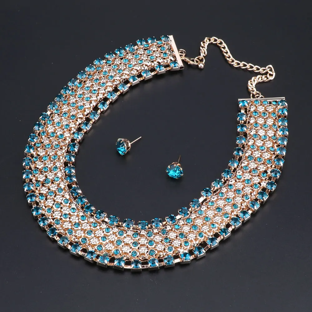 OEOEOS de Oro de Color de Cristal de la Joyería Nupcial Conjuntos de África Perlas de diamantes de imitación de la Boda del Collar de los Pendientes de Conjuntos 3