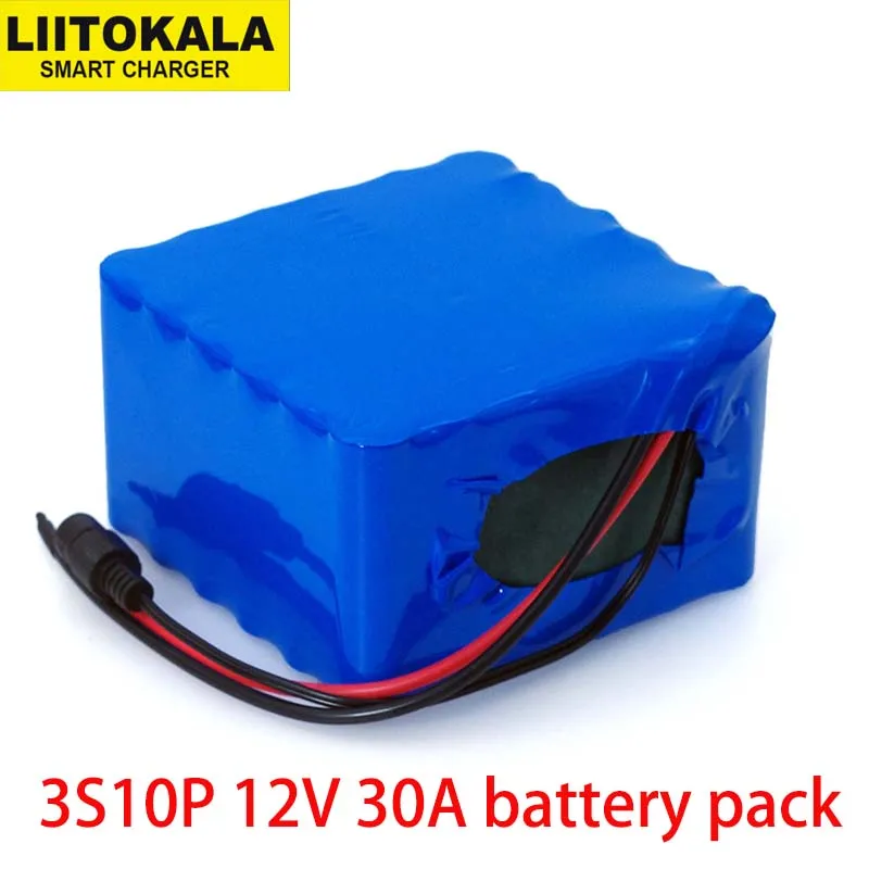 LiitoKala 12V 30Ah 3S12P 11.1 V 12.6 V de Alta potencia de la Batería de Litio para el Inversor de la Lámpara de Xenón Solar de la Calle +12.6 V Cargador de 3A 3