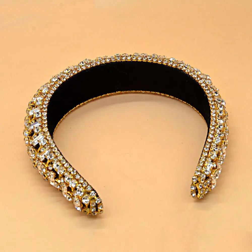 Nueva moda Bling Diademas de diamantes de imitación de Oro de Cristal de Diadema Geométricas Diadema de Diamantes para las Mujeres Accesorios para el Cabello 3