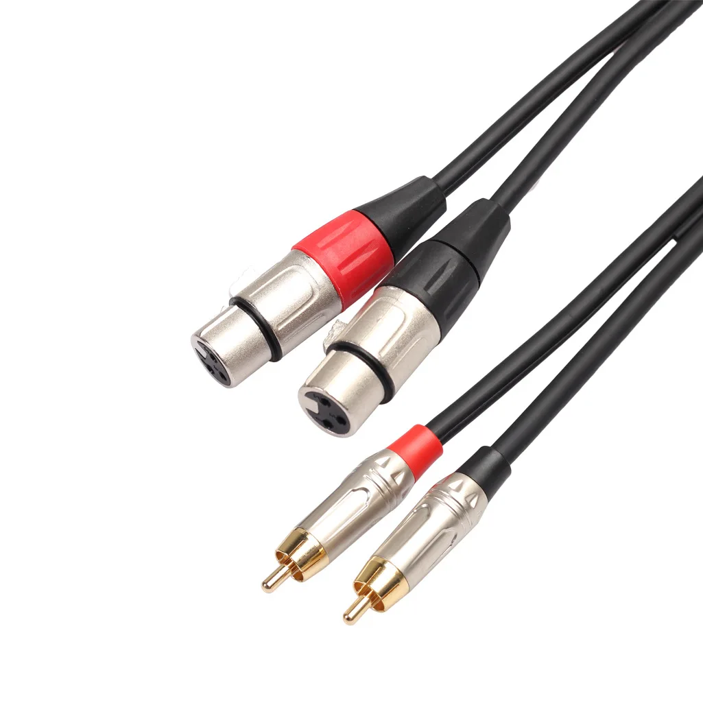 2 RCA macho a XLR hembra mezclador amplificador de alta fidelidad de los cables de audio 3