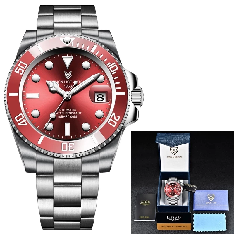 2020 LIGE Reloj de los Hombres Automático Mecánico Tourbillon Reloj de la Moda de Cristal de Zafiro Acero 316L de 100 Relojes resistentes al agua NO35 Movimiento 3