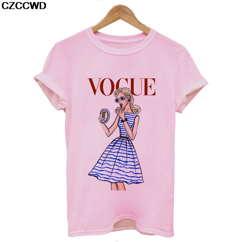 CZCCWD Poleras Mujer De Moda 2019 Otoño Blanco de la Camiseta de Harajuku de la Moda de Vogue Camiseta de Ocio Streetwear Estética Mujeres T-shirt 3