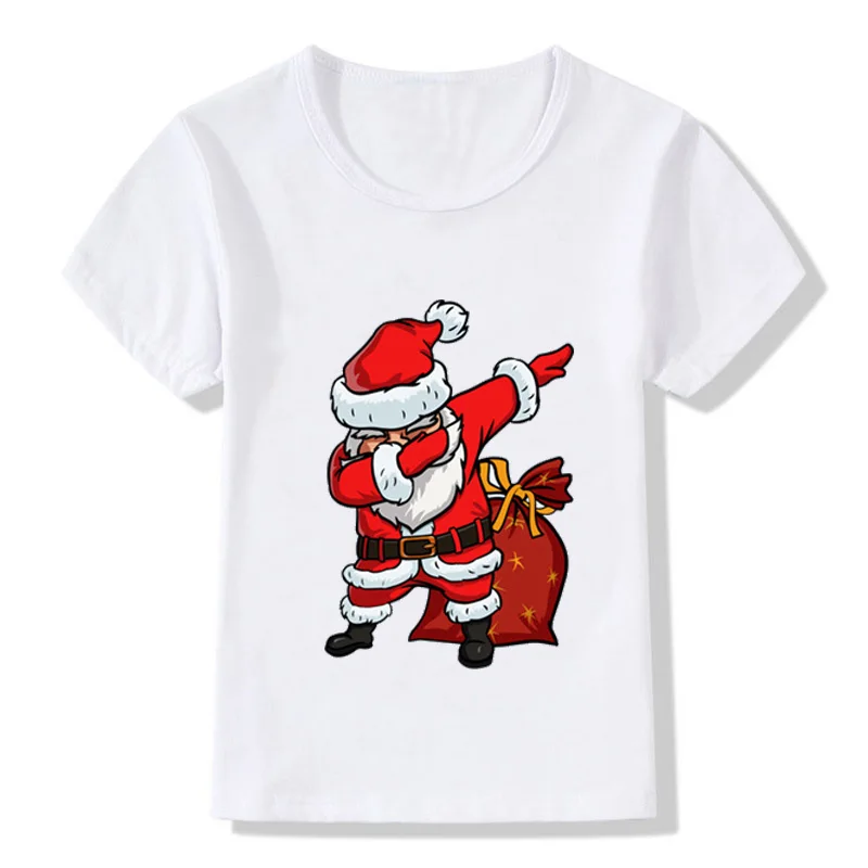 2018 A Chica Chico Divertido De La Camiseta De Los Niños Pat Santa Claus Patrón De T-Shirt Cuello Redondo Infantil De Navidad De Dibujos Animados Ropa 3