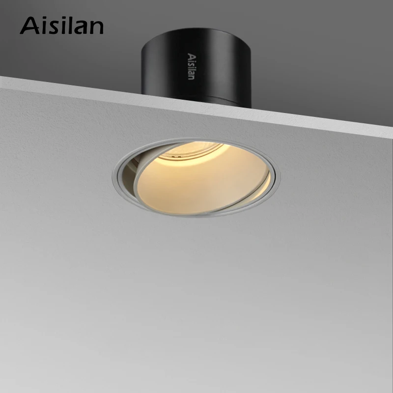 Aisilan LED empotrable sin marco 30° ajustable anti-deslumbramiento desmontable dormitorio pasillo blanco negro construido en la luz del punto 3
