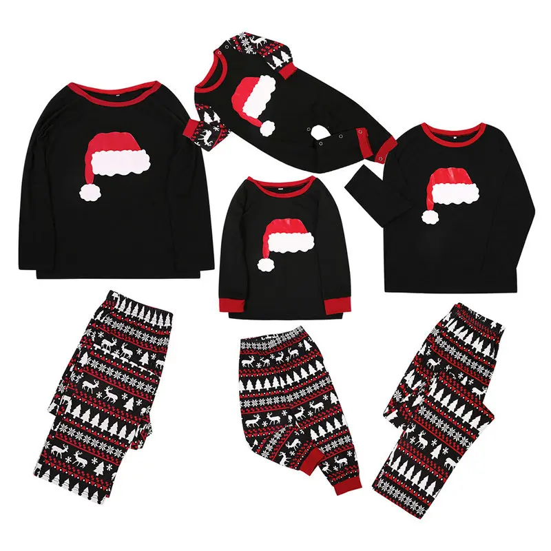 Sombrero de navidad Impreso 2020 de Invierno de la Familia en la Coincidencia de Pijamas Ropa 2pcs/Set Tops+Pantalones ropa de dormir de Padre, Madre, Niños Bebé Pjs 3