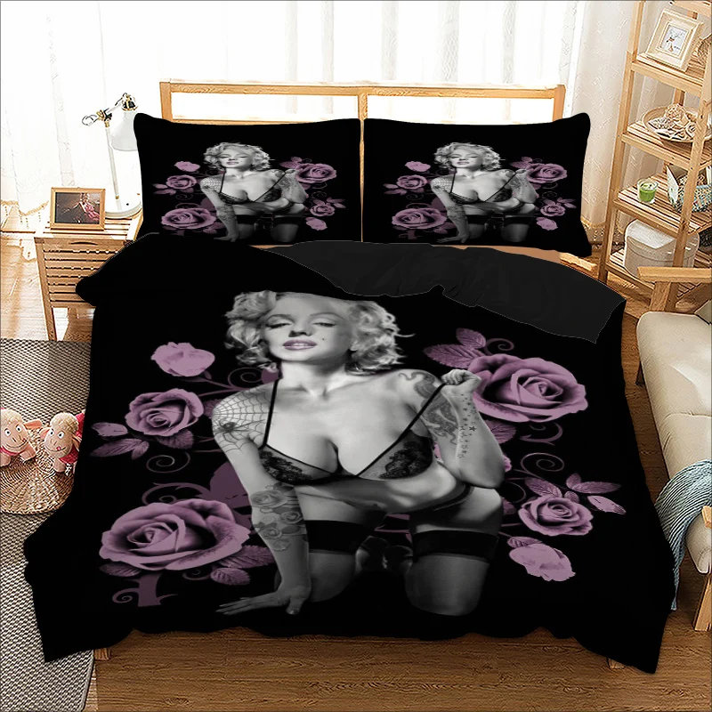 Sexy 3d Marilyn Monroe juego de Cama funda de Edredón de Cama Conjunto Camas queen king size textiles para el hogar 3